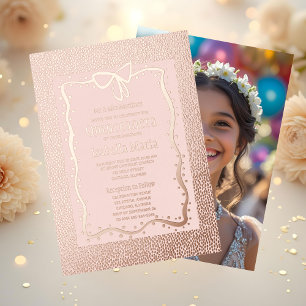 Sparkle Rose Gold Foil Quinceañera Invitation Pink