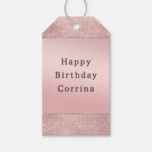 Sparkle Rose Gold Glam Brown Glitter  Gift Tags