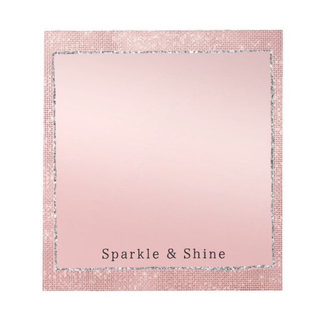 Sparkle Rose Gold Glam Brown Glitter  Notepad (Front)