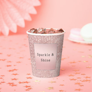 Sparkle Rose Gold Glam Brown Glitter Paper Cups