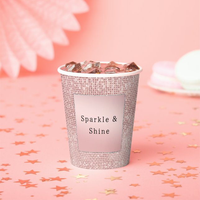 Sparkle Rose Gold Glam Brown Glitter  Paper Cups (Insitu)