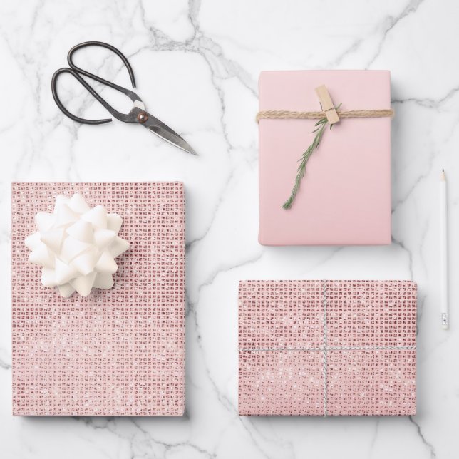 Sparkle Rose Gold Glam  Wrapping Paper Sheet (Front)