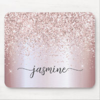 Sparkle Rose Gold Glitter Metallic Monogram Name 