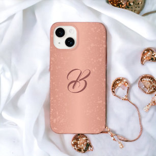 Sparkle Rose Gold Look Monogrammed iPhone Case