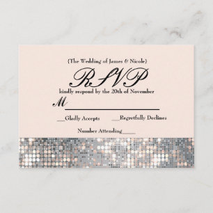 Sparkle Sequins Glamour Wedding RSVP Card