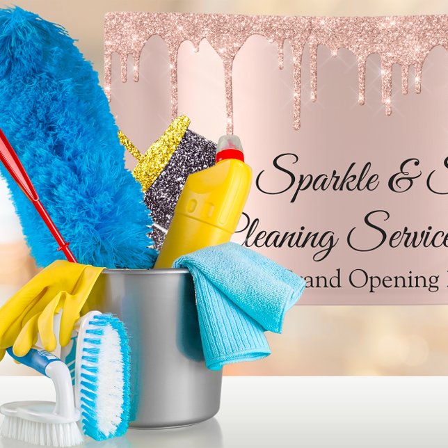 Sparkle & Shine Cleaning Grand Opening Broom Drips Banner (Sparkle & Shine Cleaning Grand Opening Broom Drips Banner)