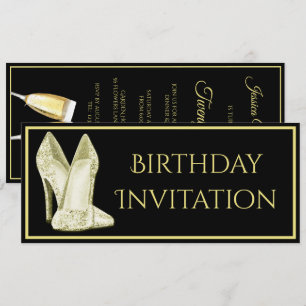 Sparkle Shoes & Champagne Birthday Invitation