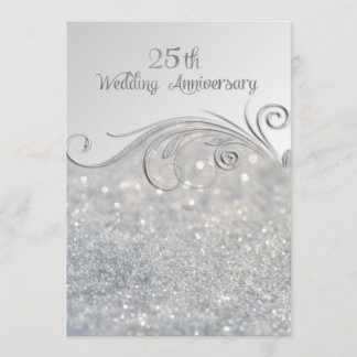 Sparkle Silver 25th Wedding Anniversary Invitation