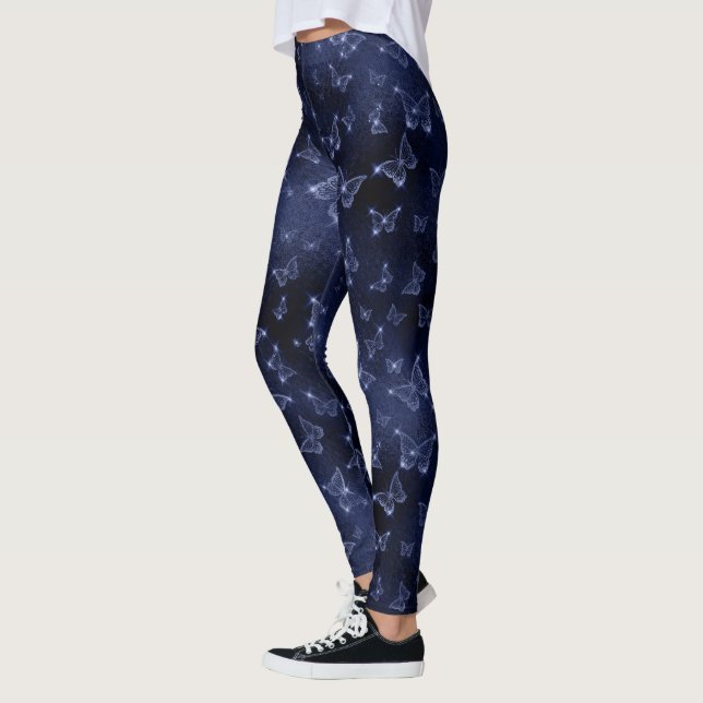 Sparkle Silver Glam Butterflies  Leggings (Left)