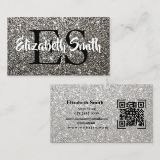 Sparkle Silver Glitter Business Card