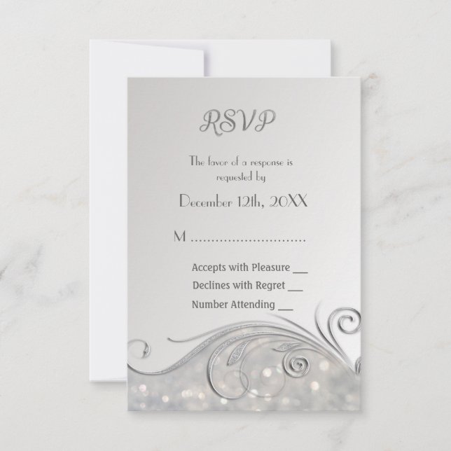 Sparkle Silver RSVP 25th Anniversary Card (Front)