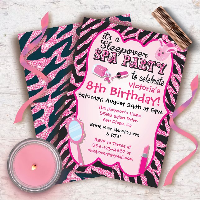 Sparkle Sleepover Spa Birthday Party Invitations (Creator Uploaded)