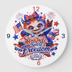 Sparkle, Snarl, Freedom (keepsake) Large Clock