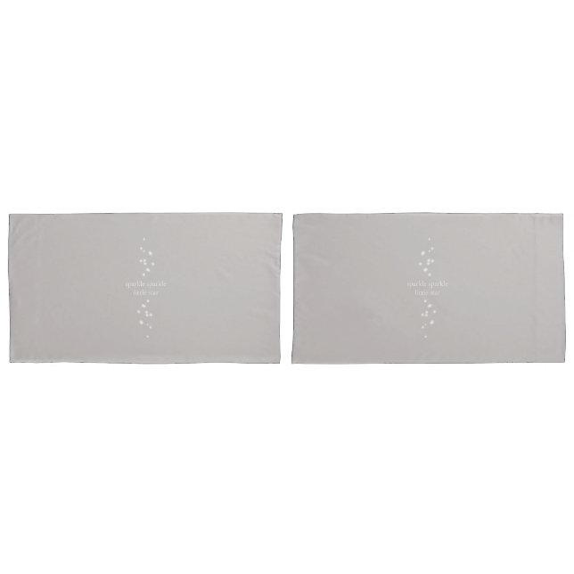 Sparkle Sparkle Little Star Silver Grey Starlight Pillowcase (Front-Set)