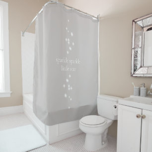 Sparkle Sparkle Little Star Silver Grey Starlight Shower Curtain