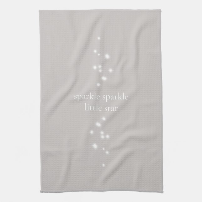 Sparkle Sparkle Little Star Silver Grey Starlight Tea Towel (Vertical)