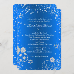 Sparkle Sports Bat Mitzvah Invitation