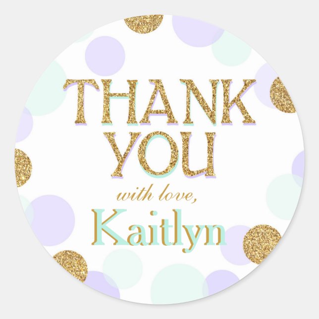 Sparkle Sprinkle Dots Thank You Label (Front)