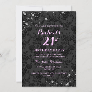 Sparkle Stars 21st Birthday Invitation