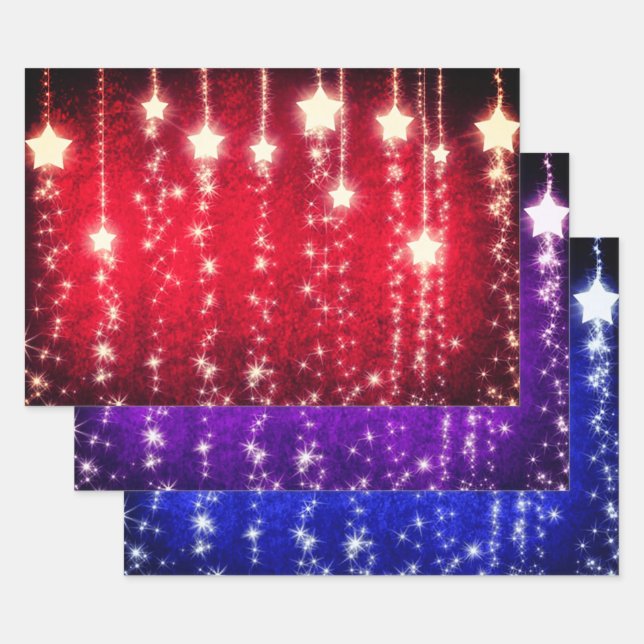Sparkle Stars Holiday Wrapping Paper Sheet (Set)