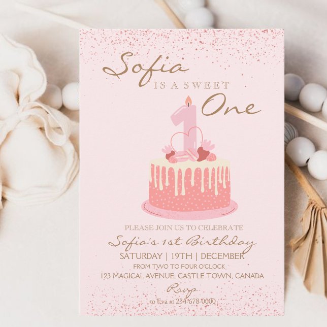 Sparkle Sweet One 1st Birthday Party Invitation (Creator Uploaded)