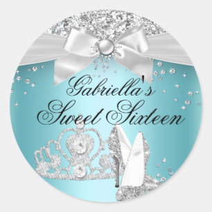 Sparkle Tiara Heels Teal Sweet 16 Sticker