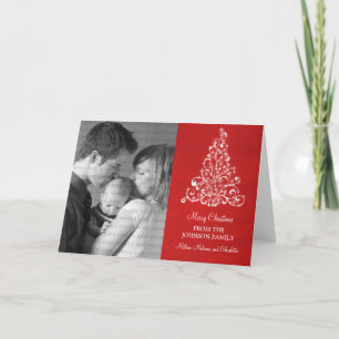 Sparkle Tree Chalkboard Holiday Card, Red Card