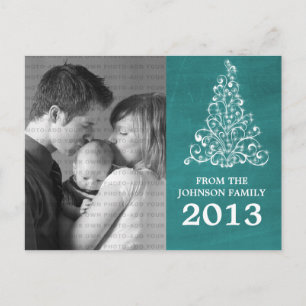 Sparkle Tree Chalkboard Photo Postcard, Teal Postcard