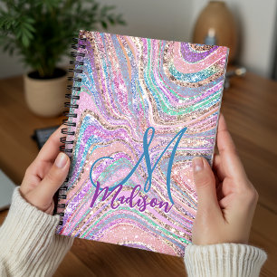 Sparkle unicorn rainbow girly marbling art planner