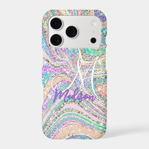 Sparkle unicorn rainbow pink mint marble art