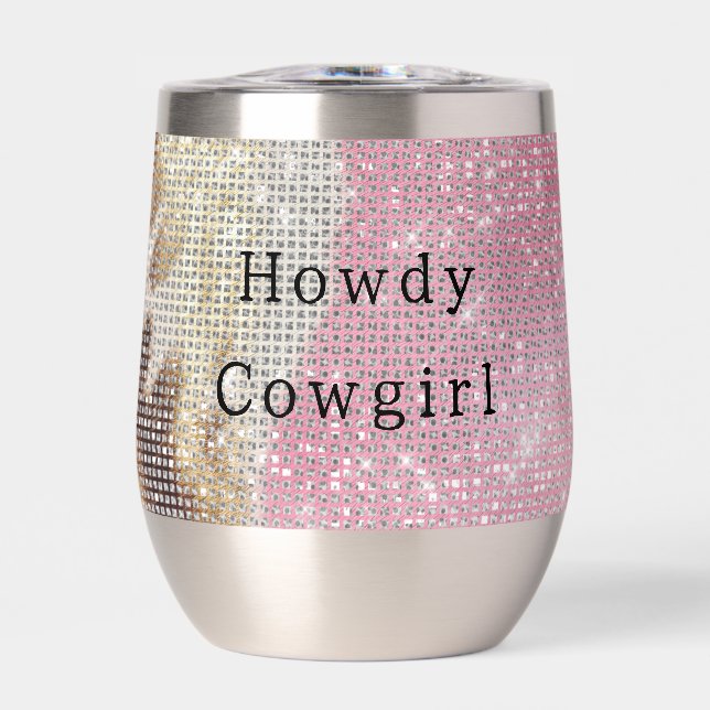 Sparkle Western Pink Cream Gold Cowgirl Cowhide (Front)