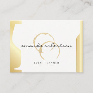 Sparkle Wine Stain Gold Metallic Wine Bottle Glass Business Card