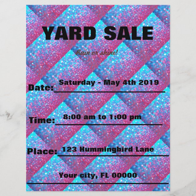 Sparkle Yard Sale / Event Customisable Paper Sheet (Front)