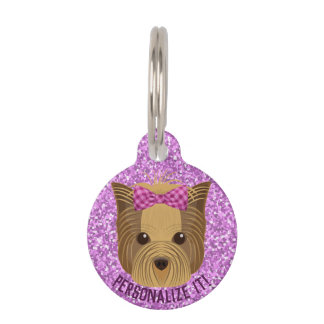 Sparkle Yorkie Yorkshire Terrier Puppy Dog Glitter Pet Tag