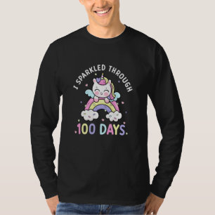 Sparkled Through 100 Days Girls Unicorn 100th Day  T-Shirt