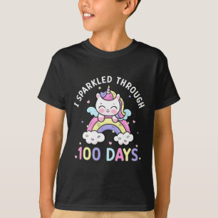 Sparkled Through 100 Days Girls Unicorn 100th Day T-Shirt