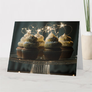 Sparkler Cupcakes on Tray Card
