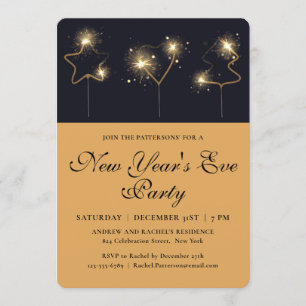 Sparkler New Year's Eve Party Modern Chic Holiday Invitation