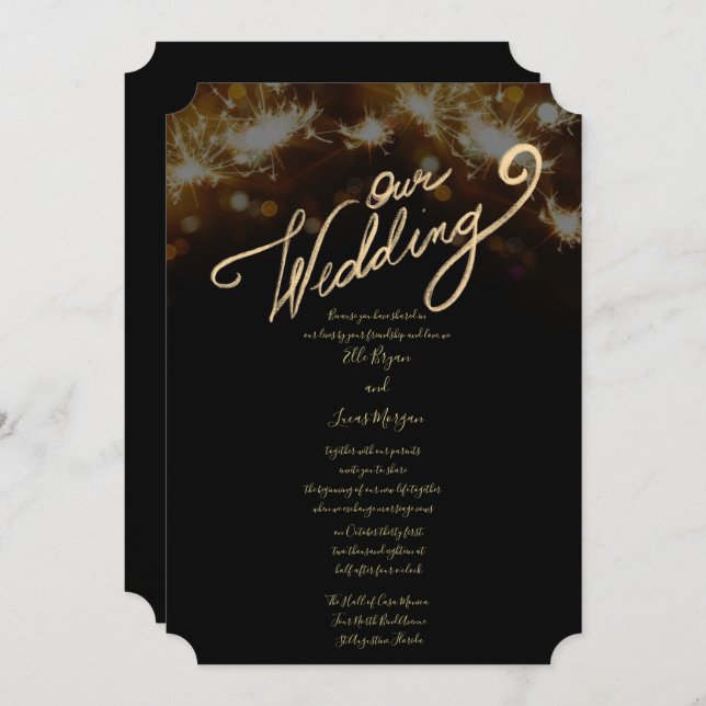 Sparkler Night Wedding Invitation (Front/Back)