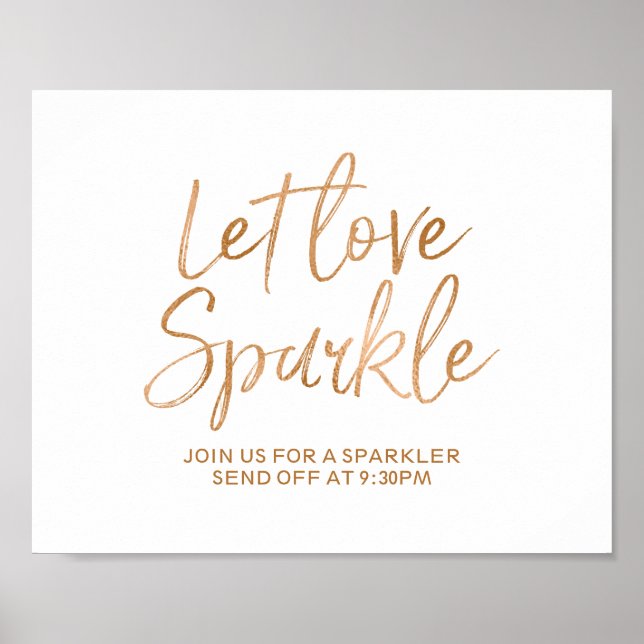 Sparkler Send Off 8x10 Rose Gold Wedding Sign (Front)