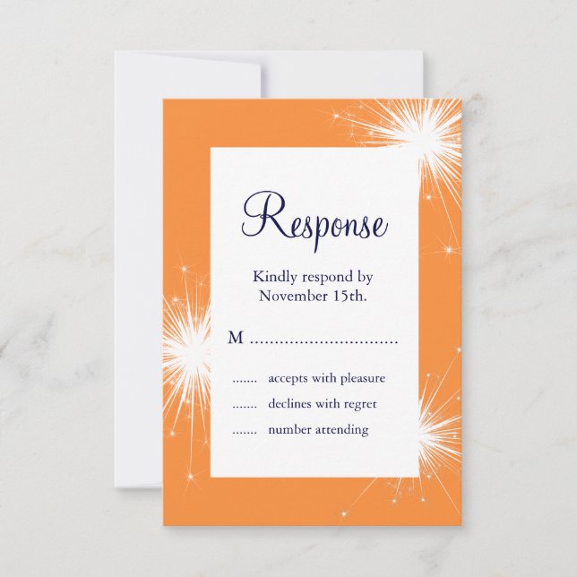 Sparkler Wedding RSVP (orange) Card (Front)