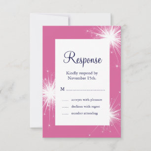Sparkler Wedding RSVP (pink) Card