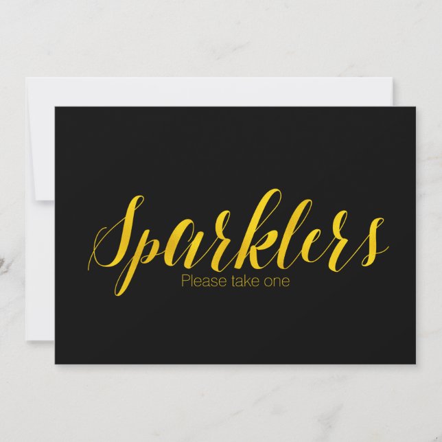 "Sparklers" Faux Gold Foil Chic Wedding Sign (Front)