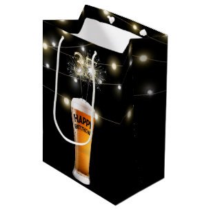 Sparklers In 35th Birthday Beer Glass Medium Gift Bag