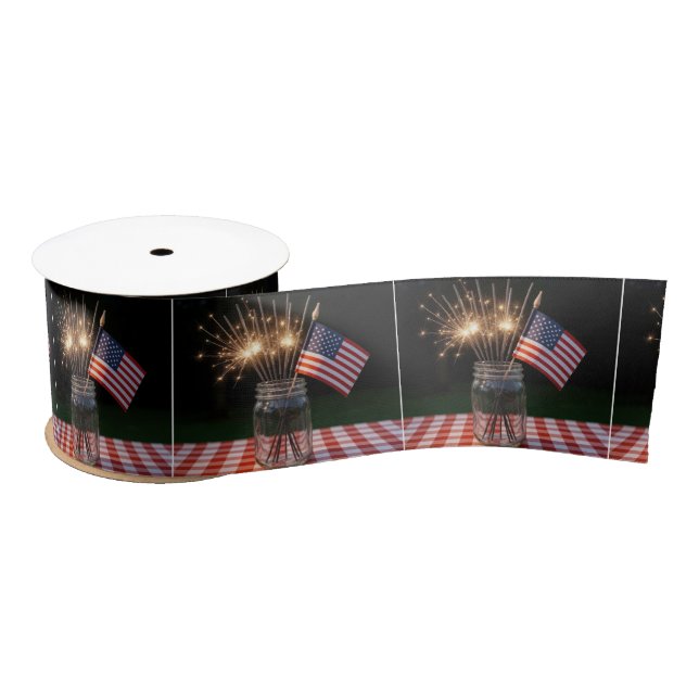 Sparklers With American Flag Satin Ribbon (Spool)