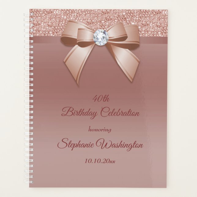 Sparkles & Glamour, Rose Gold Birthday Party Planner (Front)