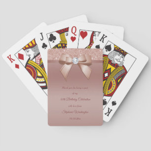 Sparkles & Glamour, Rose Gold Birthday Party Playing Cards