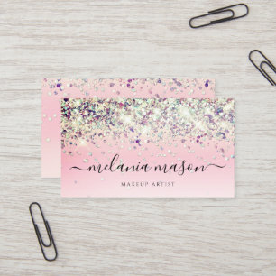 Sparkles Holographic Purple Glitter Makeup Artist Business Card