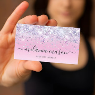 Sparkles Holographic Purple Glitter Makeup Artist Business Card