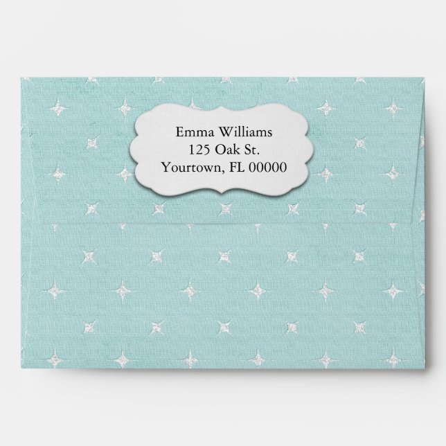 sparkles on pastel aqua envelopes (Back (Top Flap))